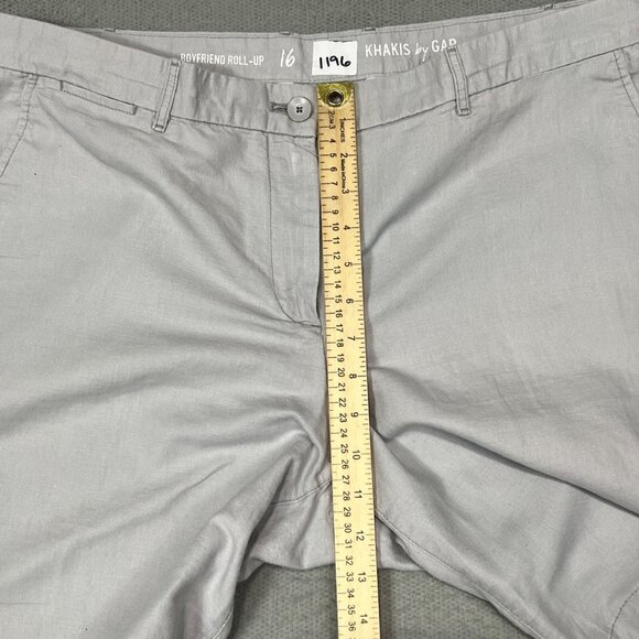 Gap Boyfriend Roll Up Shorts Womens Size 16 Gray Flax Linen Chino Style Shorts - Picture 5 of 9